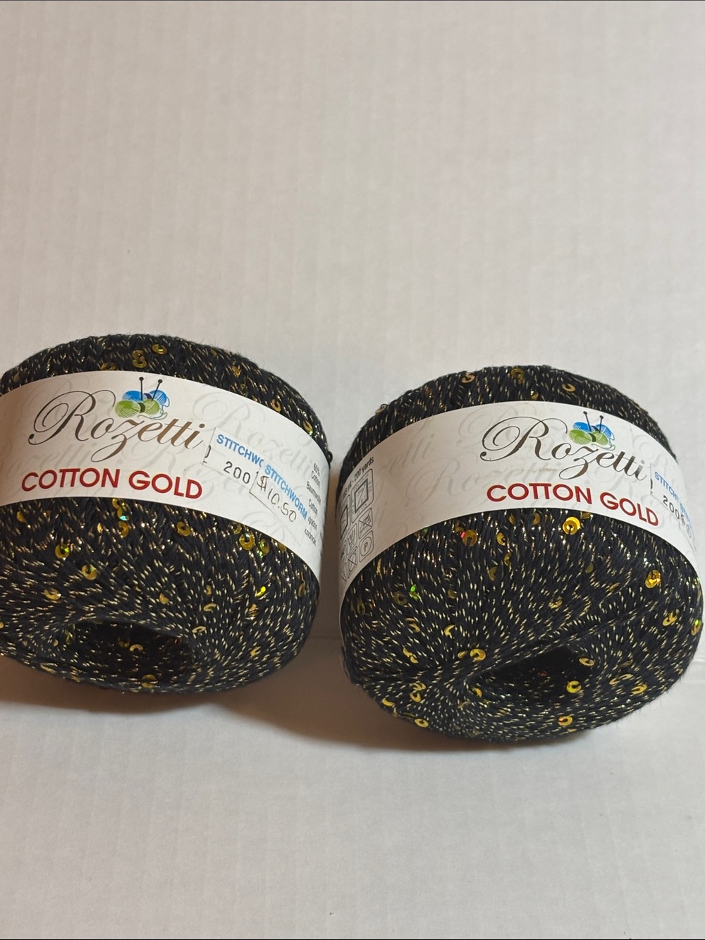 Cotton Gold by Rosetti Yarn - Black with Gold set of 2